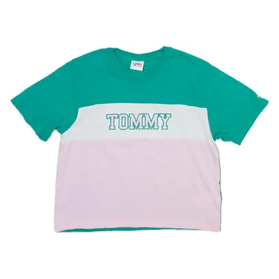 TOMMY JEANS Womens T-Shirt Green Crew Neck S