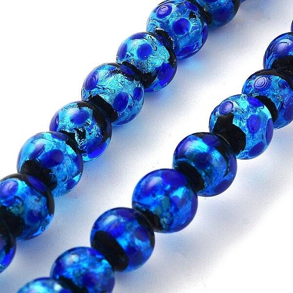 Glow in the Dark Luminous Style Handmade Silver Foil Glass Round Beads