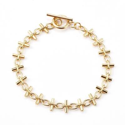 Brass Bar Link Chain Bracelets