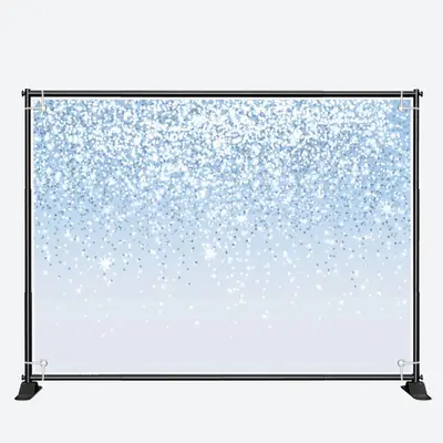 Fashionable Blue Bokeh Glitter Birthday Backdrop - Aperturee