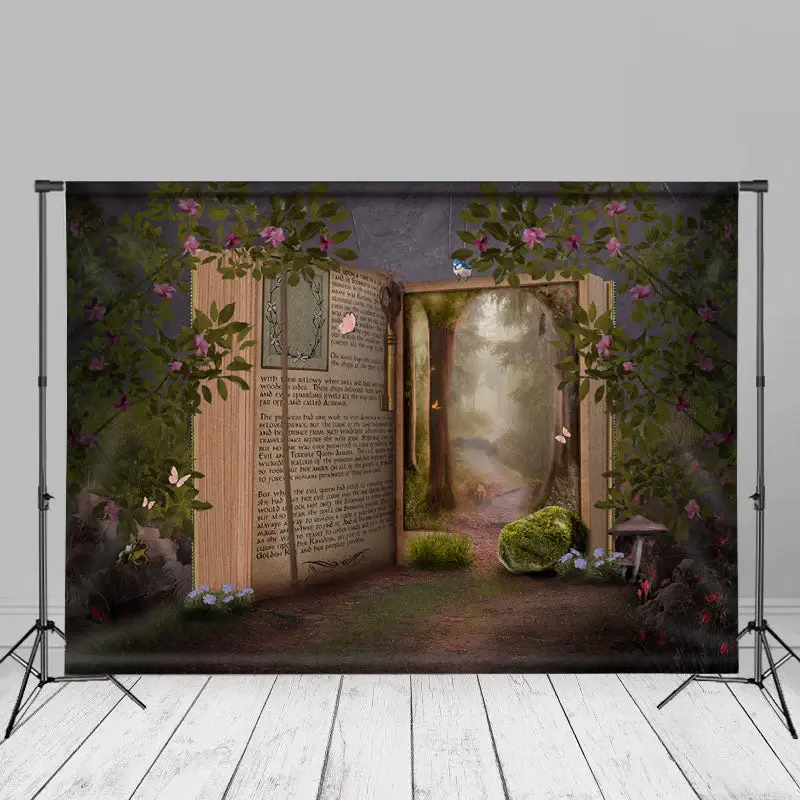 Floral Butterfly Book Wonderland Spring Backdrop - Aperturee
