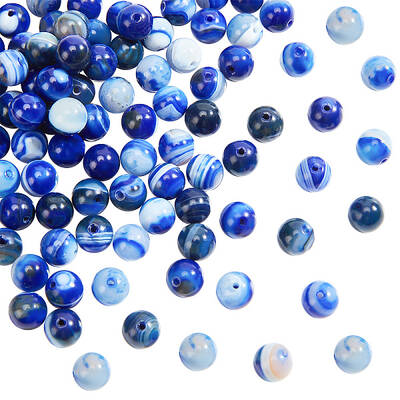 2 Strands Natural Striped Agate/Banded Agate Beads Strands