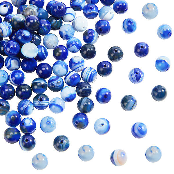 2 Strands Natural Striped Agate/Banded Agate Beads Strands