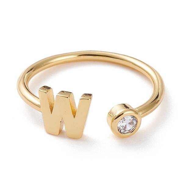 Brass Micro Pave Clear Cubic Zirconia Cuff Rings