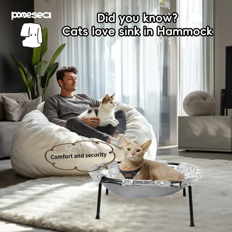 POMESEA Napping Spot,Desk & Floor Cat Hammock,Soft Elevated Pet Bed for Dogs & Cats, Glow in The Dark,Raised Cozy Hammock,Cat...