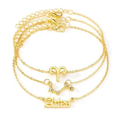 3Pcs Alloy Rhinestones Anklets