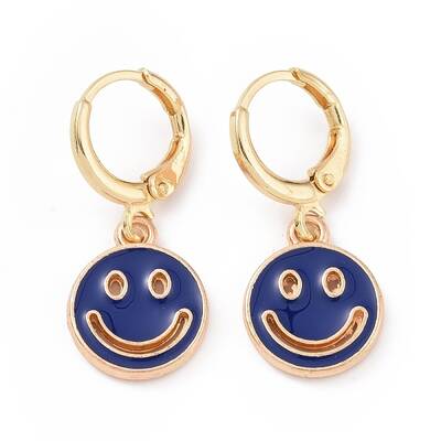 Hollow Out Smiling Face Enamel Hoop Earrings for Women