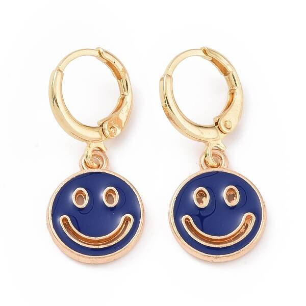 Hollow Out Smiling Face Enamel Hoop Earrings for Women