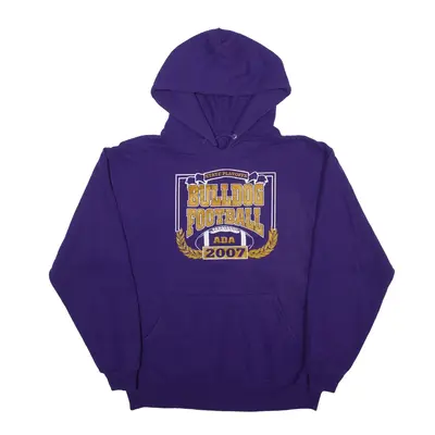 JERZEES Bulldog Football 2007 Playoffs USA Hoodie Purple Pullover Womens M