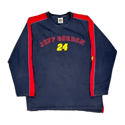 Jeff Gordon Winners Circle Nascar Long Sleeve T-Shirt - XL Navy Cotton
