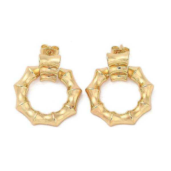 Real 18K Gold Plated Brass Dangle Stud Earrings