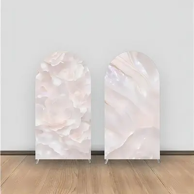 Aperturee Light Pink Floral Marble Double Sided Arch Backdrop | Round Arch Backdrop Cover | Circle Arch Backdrop Diy | Chiara...