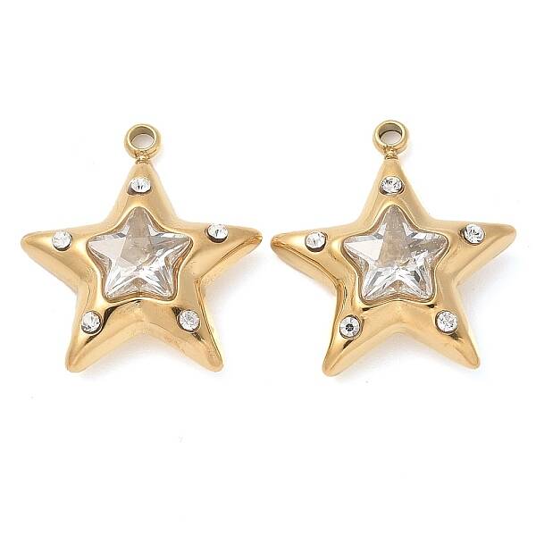 304 Stainless Steel with Rhinestone Charms