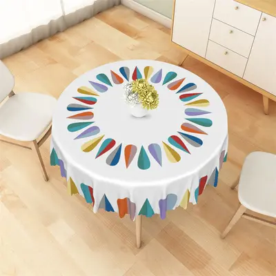 Multicolor Tapered Regular Simple Round Tablecloth - Aperturee
