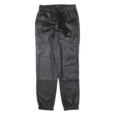 BERSHKA Leather Look Womens Trousers Black Regular Tapered Faux Leather W26 L25