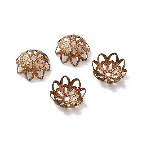 Ion Plating(IP) 304 Stainless Steel Flower Fancy Bead Caps