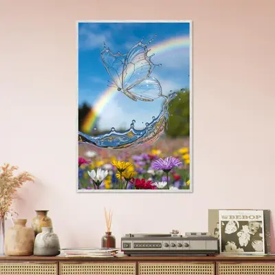 Ethereal Flight - Butterfly and Rainbow Framed Art