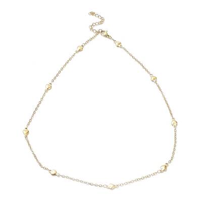 Ion Plating(IP) 304 Stainless Steel Heart Link Chain Necklace