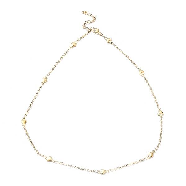 Ion Plating(IP) 304 Stainless Steel Heart Link Chain Necklace
