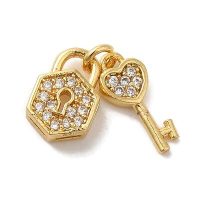 Brass Micro Pave Cubic Zirconia Charms