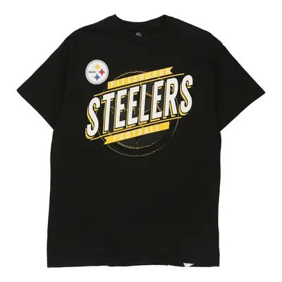 Pittsburgh Steelers Majestic NFL T-Shirt - Large Black Cotton