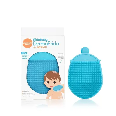 Frida Baby DermaFrida the Bath Mitt | Toddler Quick-Dry Body Bath Brush, Silicone, Replacement to Kid's Washcloth | Fits Both...