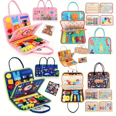 Busy Board Toys, Educational Learning Toys with Life Skills, Alphabet, Number, Shape, Color, Animal, Weather - Boy Birthday G...