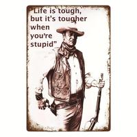 Cowboy Pattern Metal Tin Sign, Waterproof & Dustproof Wall Decor, Wall Art for Home Garden & Patio Decoration