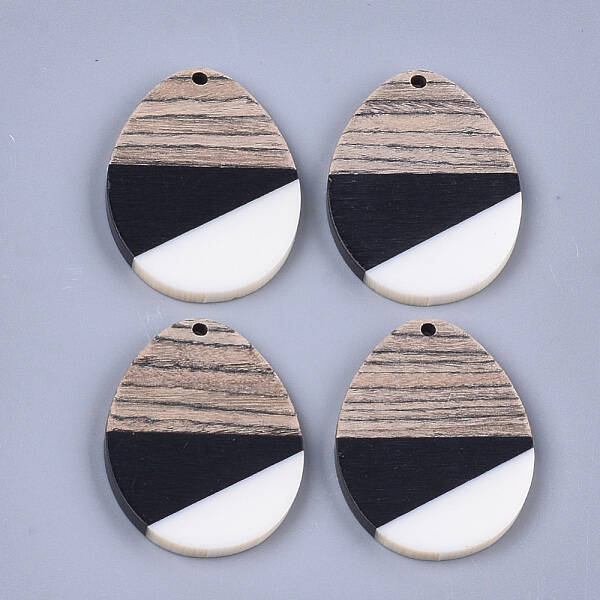 Tri-color Resin & Walnut Wood Pendants