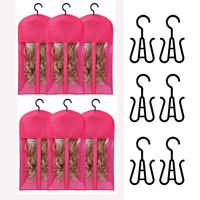 6PCS Hair Extension Holder 2025 New wig storage wig hanger Wig Bagfor Multiple Organizer for Multiple  Extensions Wigs & Acce...