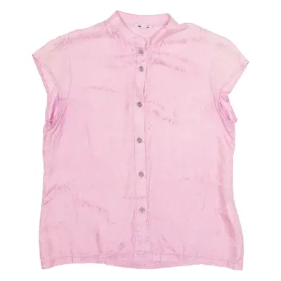 IDEALE Womens Shirt Pink Button Neck M