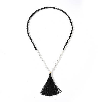 Natural Howlite Beaded Tassel Pendant Necklaces for Men