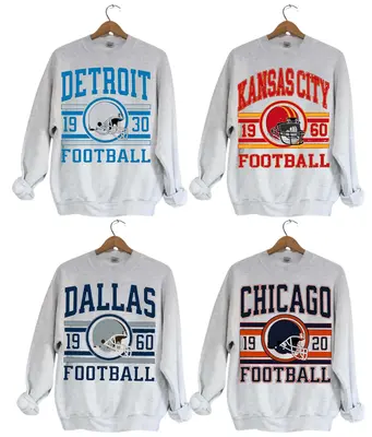 Unisex Crewneck Sport Classic Sweatshirt All Teams Football, Ash Grey Menswear Soft, Football Sweatshirt