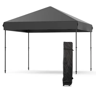 Garvee 10'x10' Pop-Up Canopy Tent - Easy One-Person Setup Portable Shelter with 4 Stakes, 4 Ropes & 4 Sandbags for Patio & Ou...