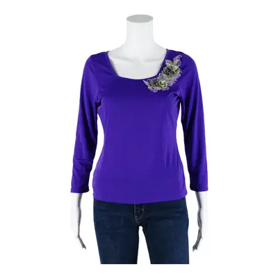 Tulle Detail Top Purple Long Sleeve Womens S