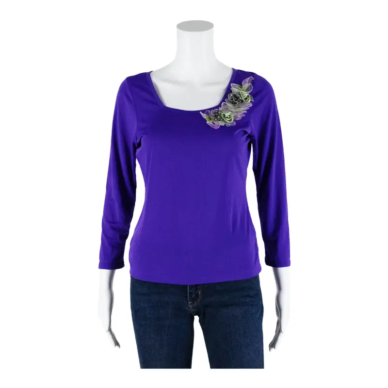 Tulle Detail Top Purple Long Sleeve Womens S