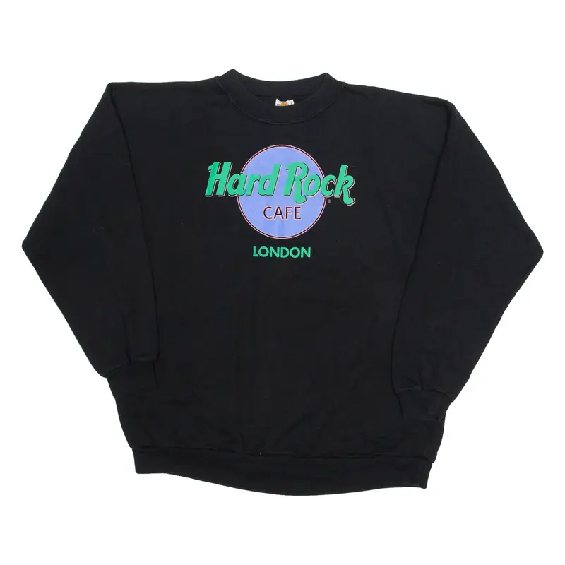 HARD ROCK CAFE London Mens Sweatshirt Black Crew Neck XL