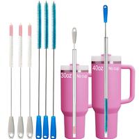 Straw Cleaning Brush, Long Handle Straw Brush, Extra Long Straw Brush for Sippy Cup, Baby Bottle, Waterproof Bottle Cleaner, ...