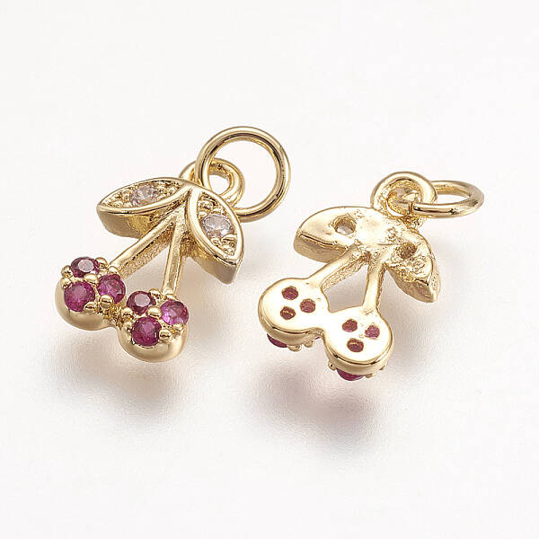 Brass Micro Pave Grade AAA Cubic Zirconia Charms