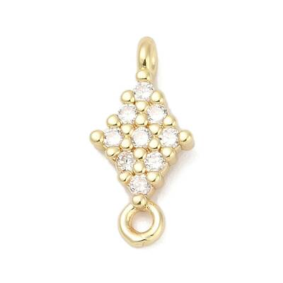 Brass Micro Pave Clear Cubic Zirconia Connector Charms