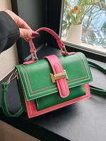 Women's Fashionable Colorblock Flap Square Bag, Casual Versatile Faux Leather Crossbody Bag with Chain Strap, Trendy All-matc...