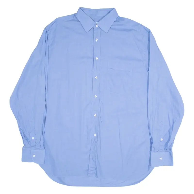 BUION Mens Plain Shirt Blue Long Sleeve 2XL