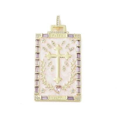 Real 18K Gold Plated Brass Micro Pave Cubic Zirconia Pendants