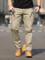 Men's Solid Color Flap Pocket Zipper Fly Cargo Pants without Belt Accessories, Comfy Casual Fitted Pockets Button Fly Trouser...