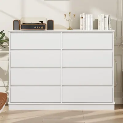 Garvee White 8 Drawer Dressers for Bedroom, Chest of Drawers with Deep Drawers, Large Double Dresser for Closet with Wide Top...