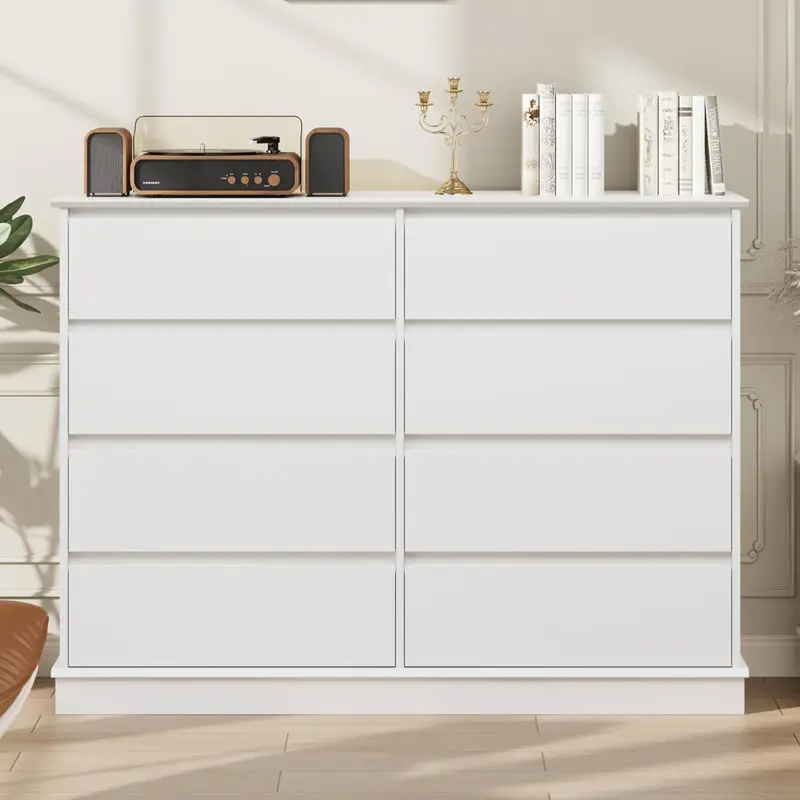 Garvee White 8 Drawer Dressers for Bedroom, Chest of Drawers with Deep Drawers, Large Double Dresser for Closet with Wide Top...