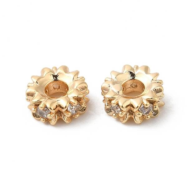 Brass Micro Pave Cubic Zirconia Spacer Beads