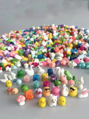 50pcs Small Resin Animal And Mushroom Statues, DIY Solid Color Resin Ornaments, Colorful Small Decorations, Suitable For Fair...