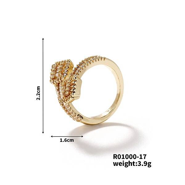Trendy Brass Cubic Zirconia Opening Ring