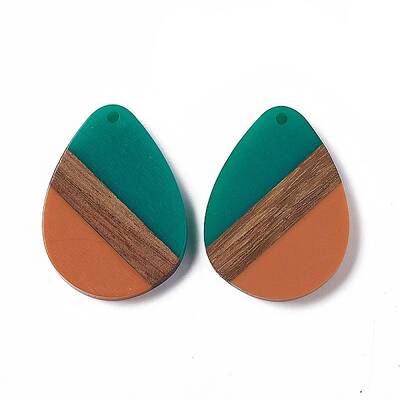 Opaque Resin & Walnut Wood Pendants